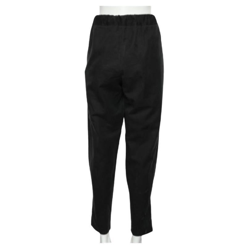 Bottega Veneta Pantalones de algodón negro con cremallera L en venta