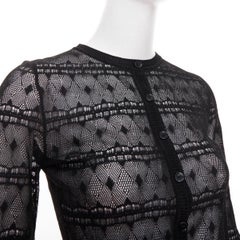 BOTTEGA VENETA black crochet knit button up sheer cardigan IT36 XXS
