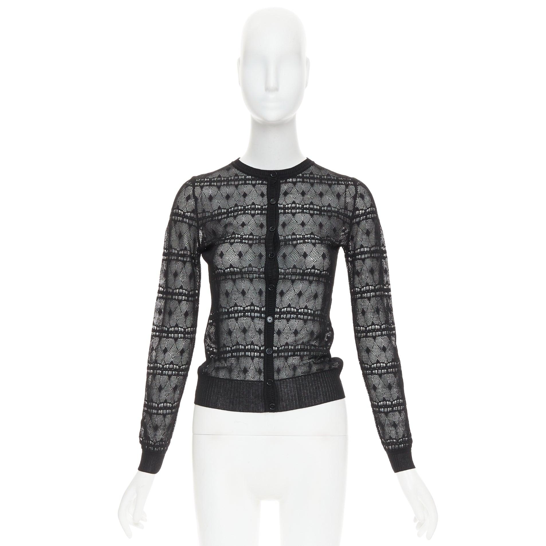 BOTTEGA VENETA schwarzer Häkelstrick-Strickpullover IT36 XXS im Angebot 4
