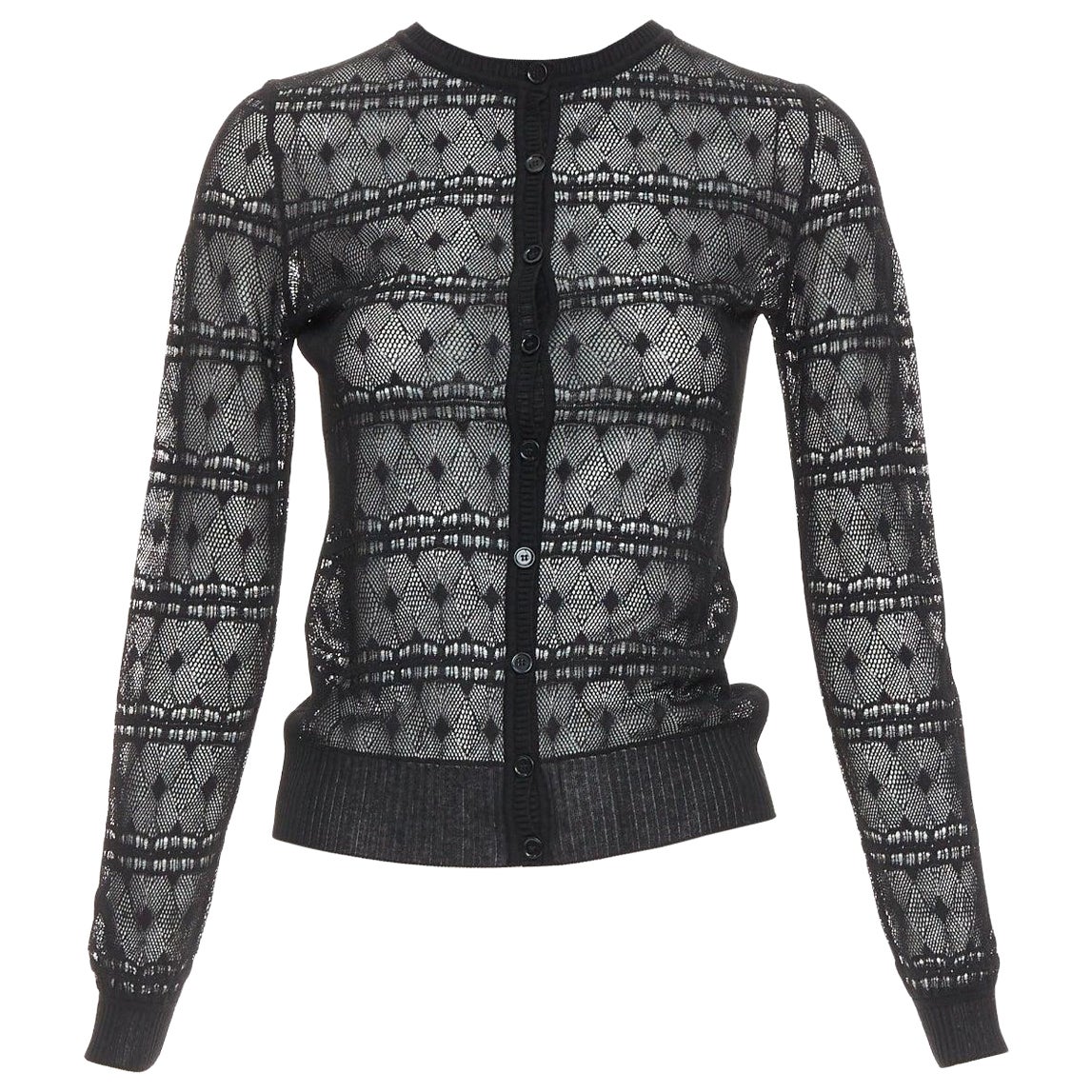 BOTTEGA VENETA schwarzer Häkelstrick-Strickpullover IT36 XXS im Angebot