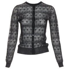 BOTTEGA VENETA schwarzer Häkelstrick-Strickpullover IT36 XXS