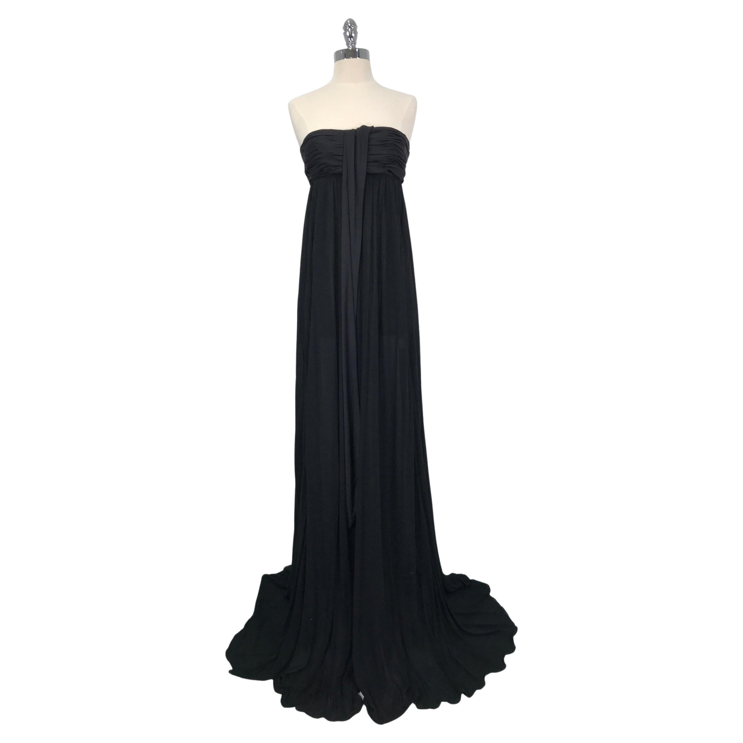 Bottega Veneta Black Empire Strapless Draped Very Long Gown