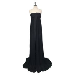 Bottega Veneta Black Empire Strapless Draped Very Long Gown