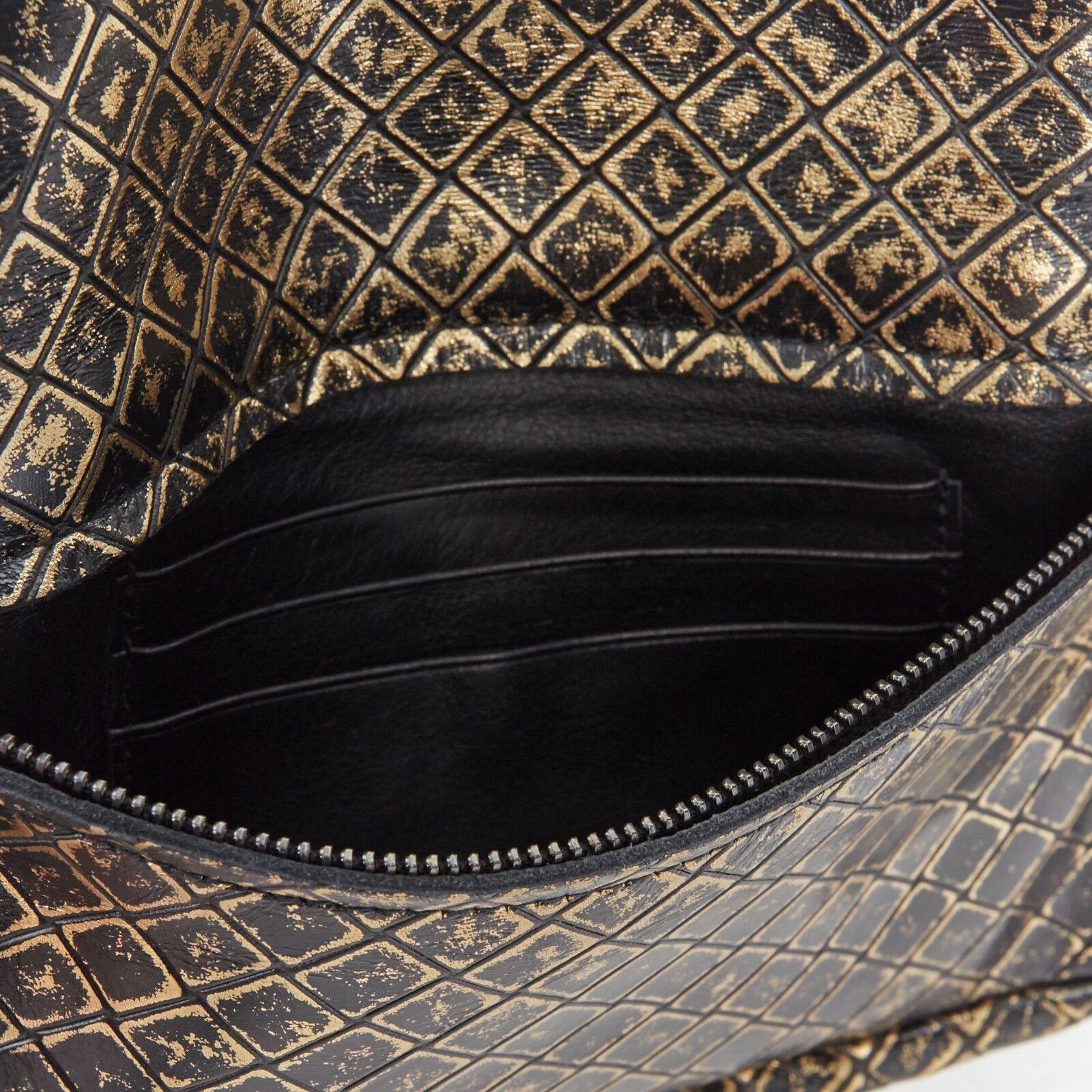 BOTTEGA VENETA black gold printed intrecciato butterfly crossbody chain mini bag 2