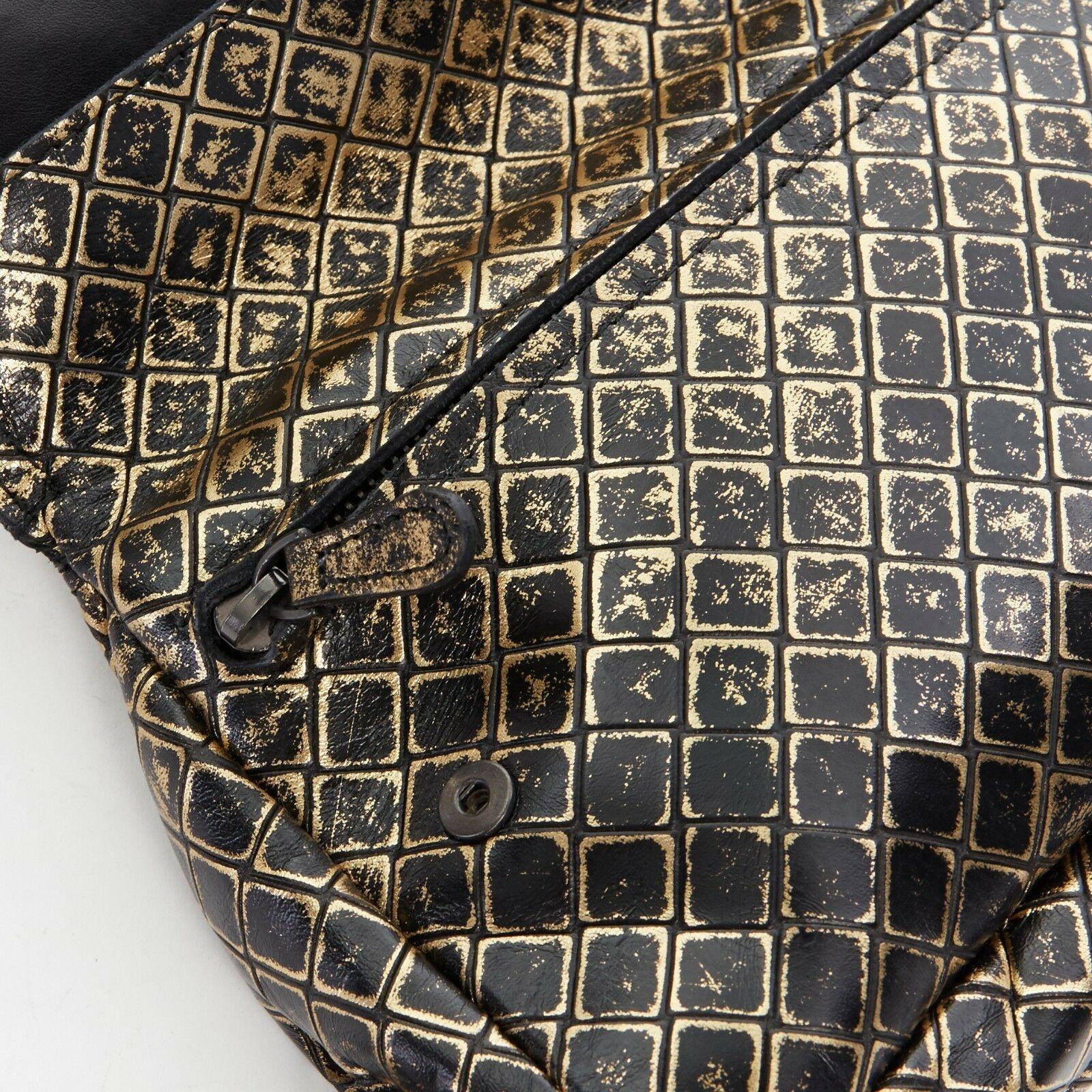 Women's BOTTEGA VENETA black gold printed intrecciato butterfly crossbody chain mini bag