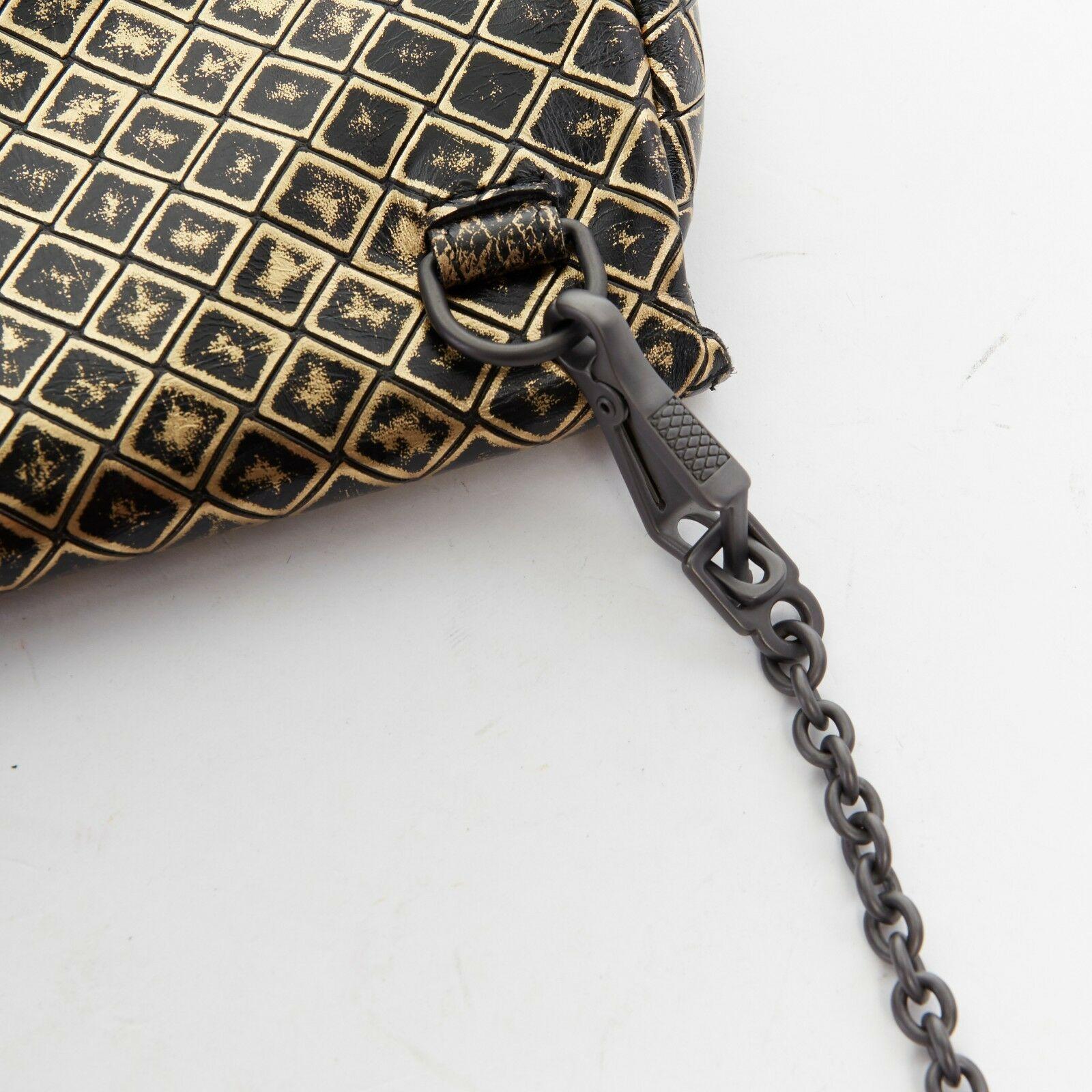 BOTTEGA VENETA black gold printed intrecciato butterfly crossbody chain mini bag 1