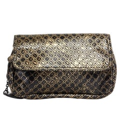 BOTTEGA VENETA black gold printed intrecciato butterfly crossbody chain mini bag