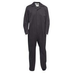 Bottega Veneta Black Grey Cotton Zip Front Full Sleeve Jumpsuit S