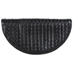 BOTTEGA VENETA black HALF-MOON KISS LOCK Clutch Bag