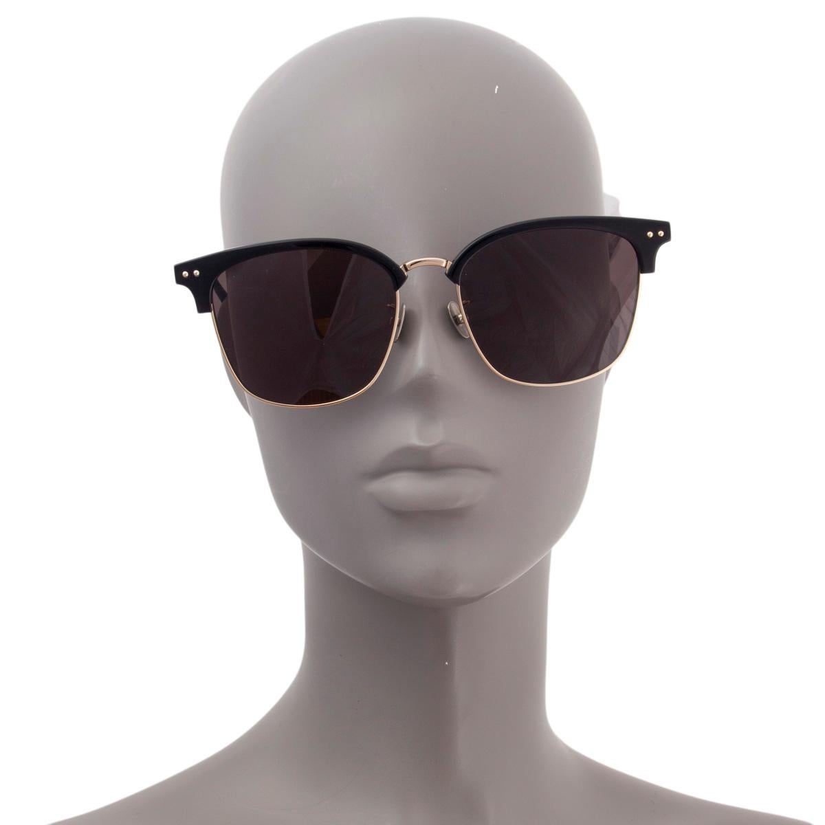 BOTTEGA VENETA black HALF RIM CLUBMASTER Sunglasses BV0155SK In Excellent Condition For Sale In Zürich, CH