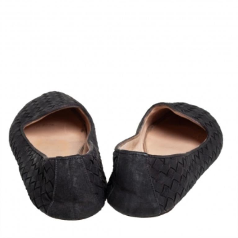 Bottega Veneta Black Interecciato Suede Smoking Slippers Size 37 For Sale 2