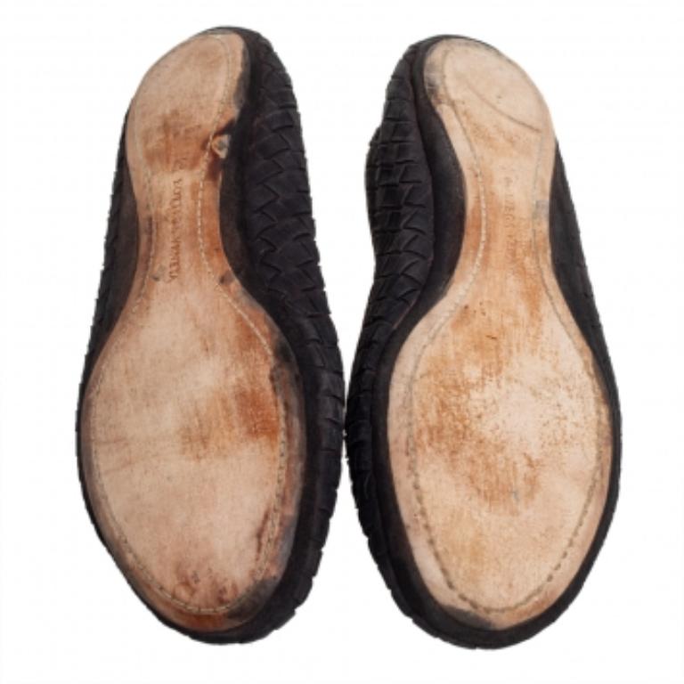 Bottega Veneta Black Interecciato Suede Smoking Slippers Size 37 For Sale 3