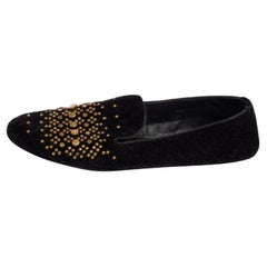 Bottega Veneta Nero Interecciato Suede Studded Smoking Slippers Taglia 36
