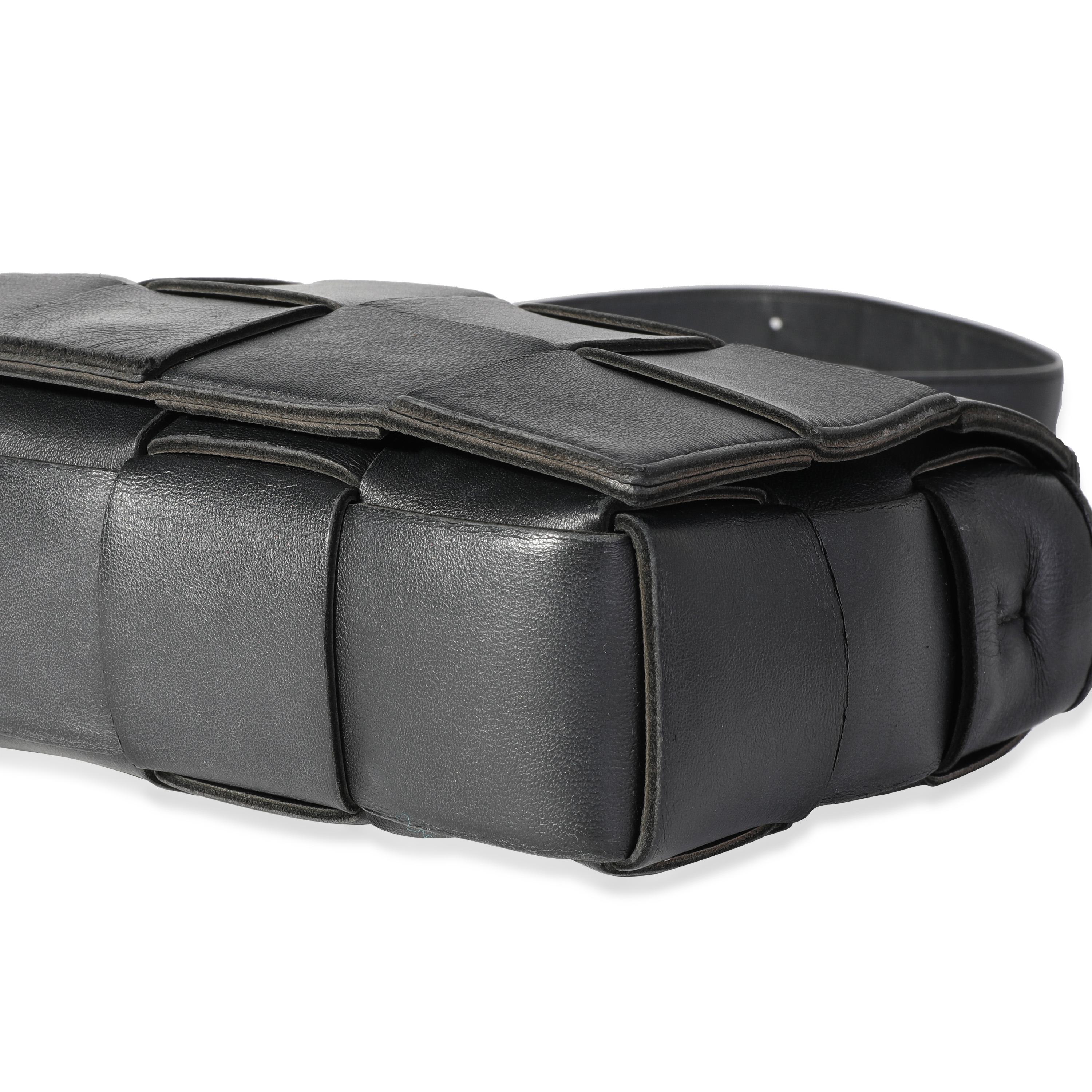 Bottega Veneta Black Intrecciato Calfskin Cassette Bag In Excellent Condition In New York, NY