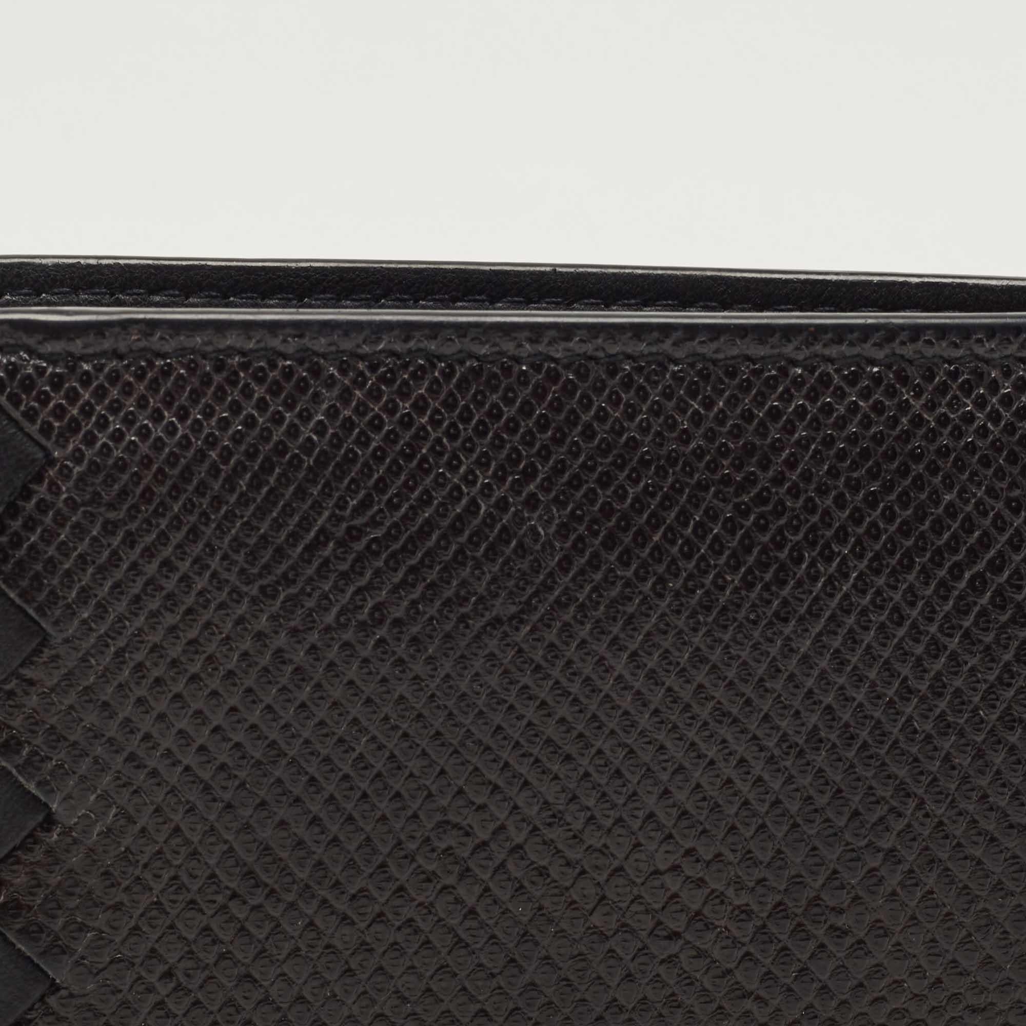 Bottega Veneta Black Intrecciato Karung and Leather Bifold Wallet 3