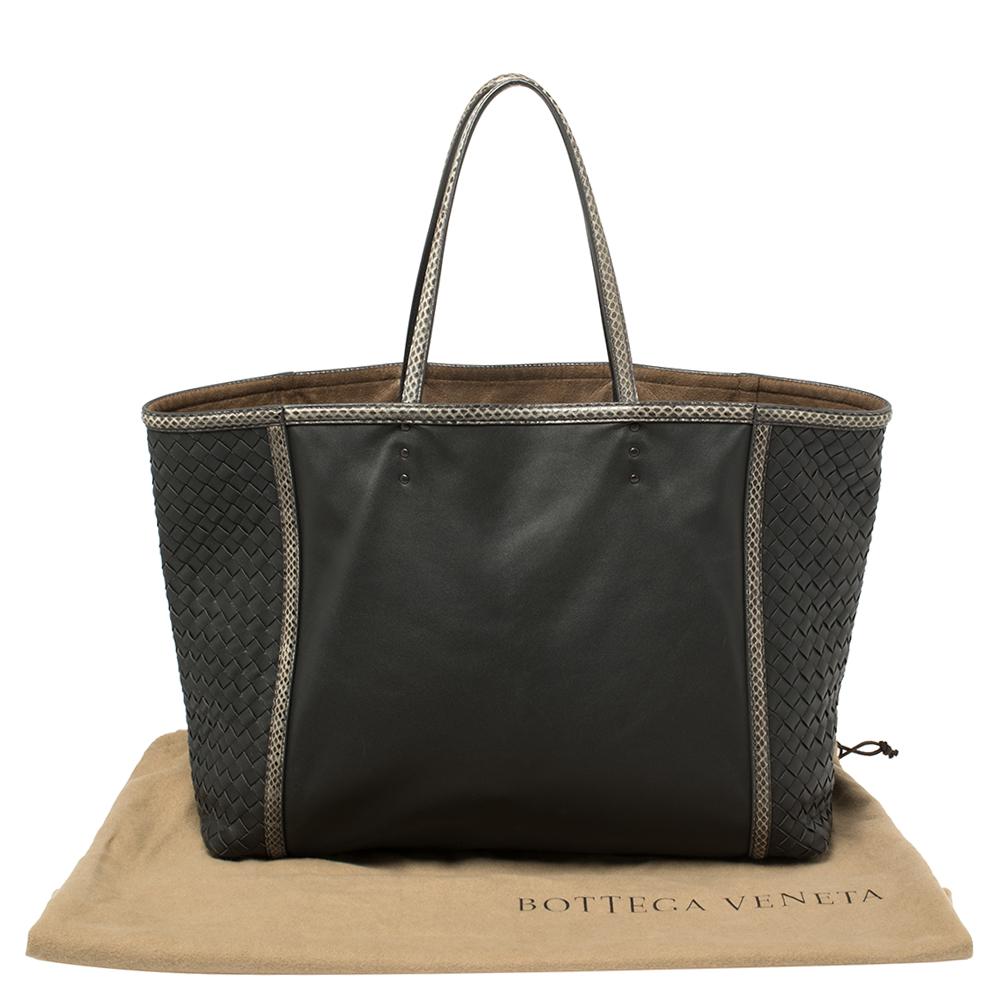 Bottega Veneta Black Intrecciato Leather and Ayers Trim Shopper Tote 9