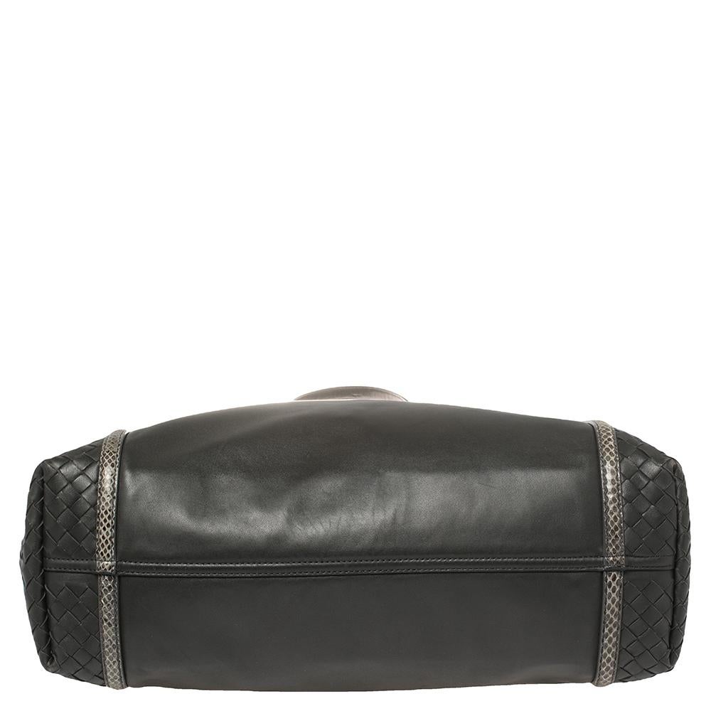 Bottega Veneta Black Intrecciato Leather and Ayers Trim Shopper Tote 1