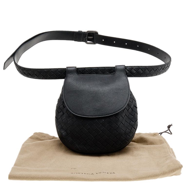 Bottega Veneta Black Intrecciato Leather Belt Bag at 1stDibs
