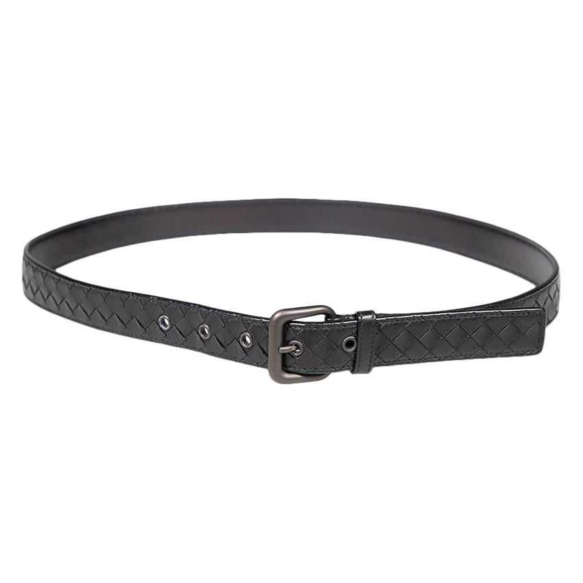 Bottega Veneta Cintura in pelle nera Intrecciato