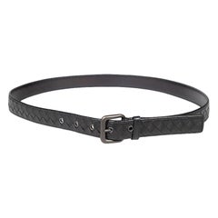 Bottega Veneta Cintura in pelle nera Intrecciato
