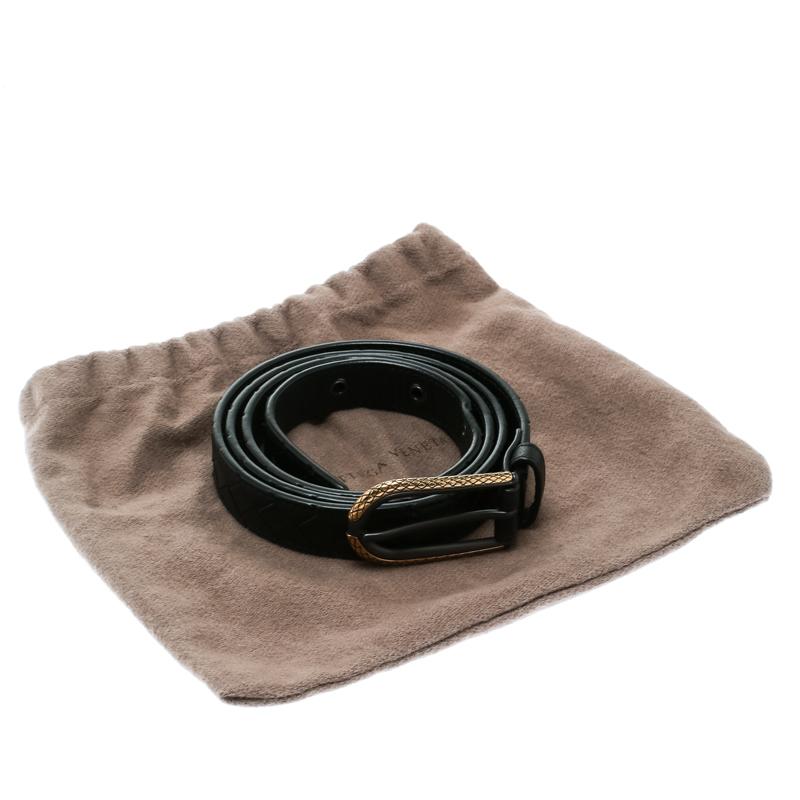 Bottega Veneta Black Intrecciato Leather Belt Size 95 CM 2