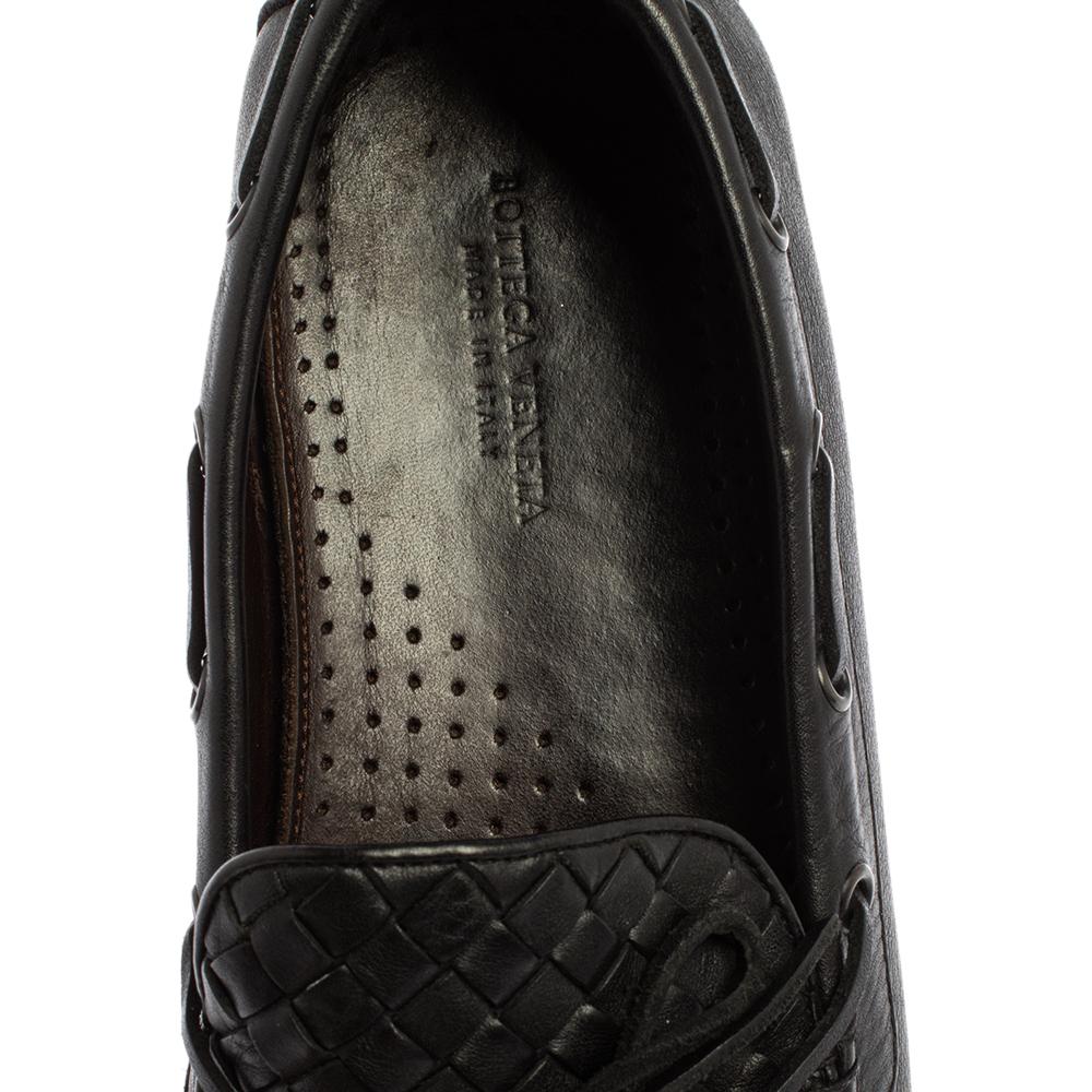 Bottega Veneta Black Intrecciato Leather Bow Slip On Loafers Size 41 1