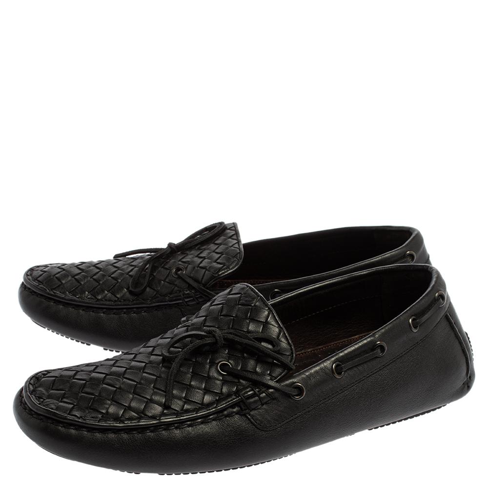 Bottega Veneta Black Intrecciato Leather Bow Slip On Loafers Size 41 2