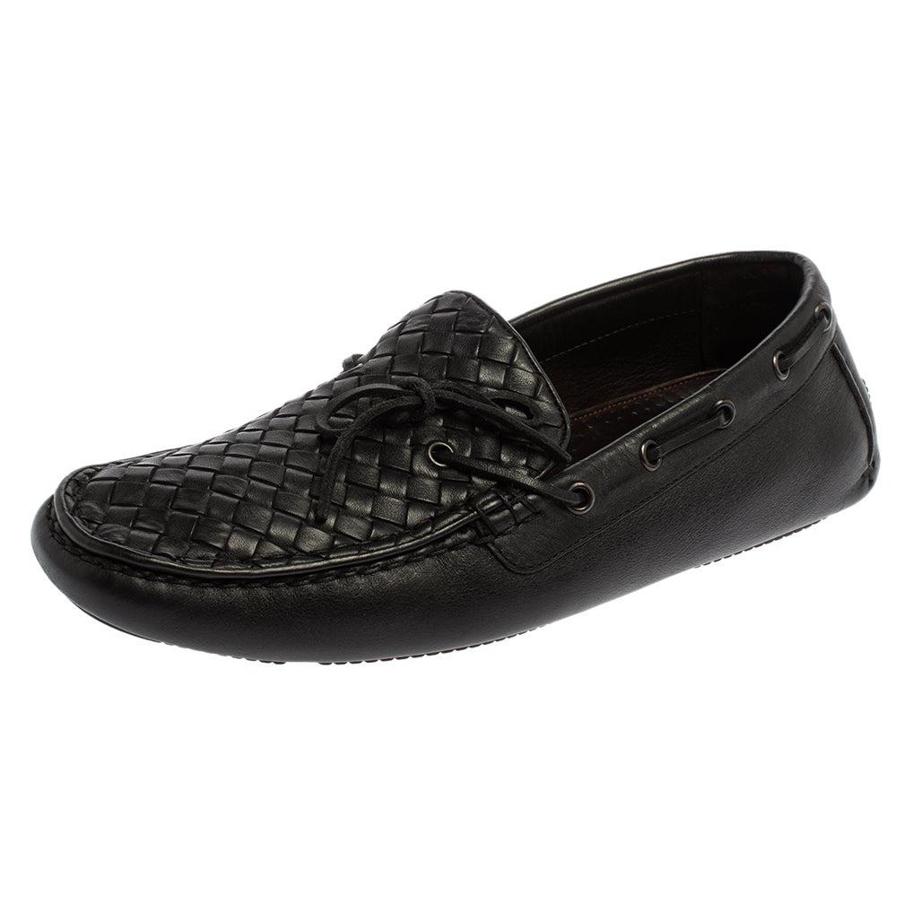 Peck komme ud for synet Bottega Veneta Black Intrecciato Leather Bow Slip On Loafers Size 41 at  1stDibs | bottega veneta mens loafers