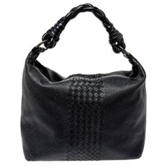 Bottega Veneta Black Intrecciato Leather Braided Handle Hobo