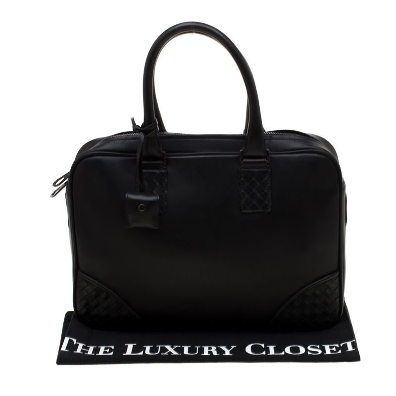 Bottega Veneta Black Intrecciato Leather Briefcase 6