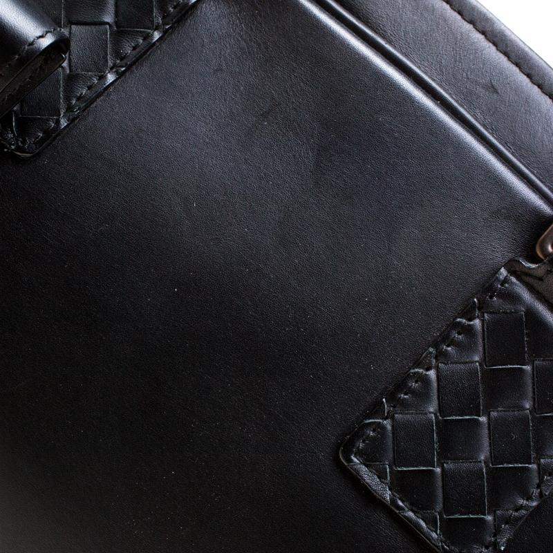 Bottega Veneta Black Intrecciato Leather Briefcase 1