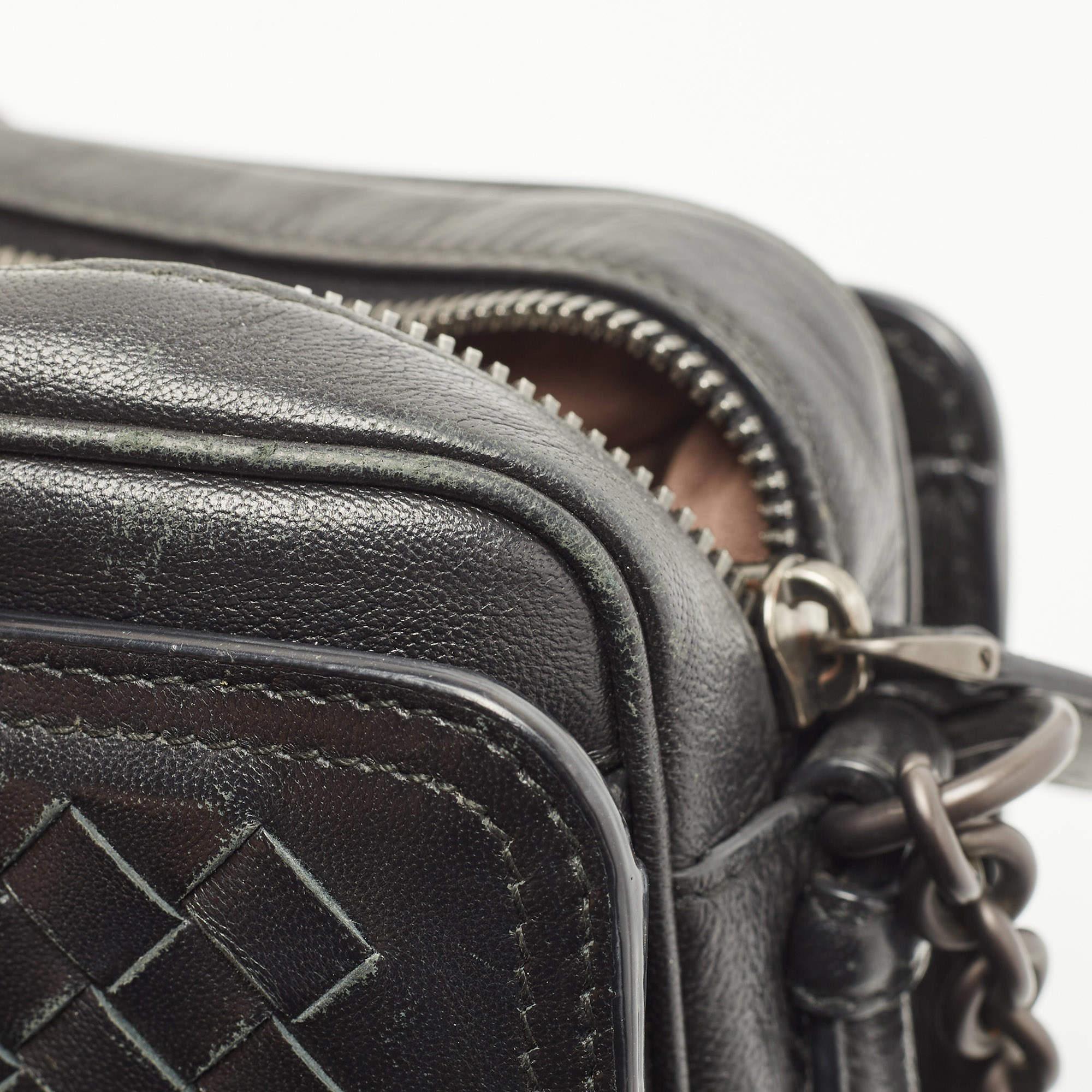 Bottega Veneta Black Intrecciato Leather Camera Shoulder Bag 14
