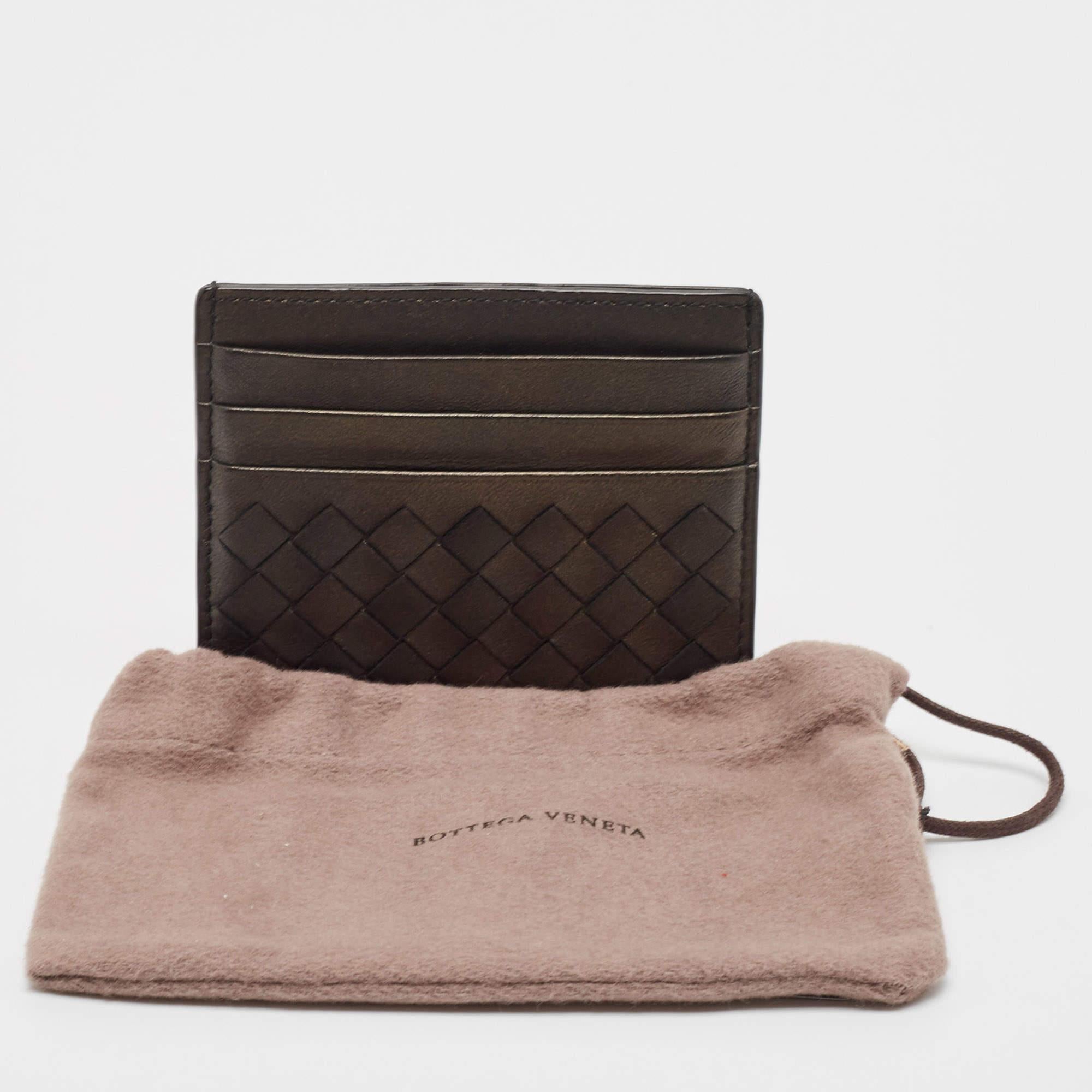 Portacarte Bottega Veneta in pelle nera Intrecciato in vendita 1