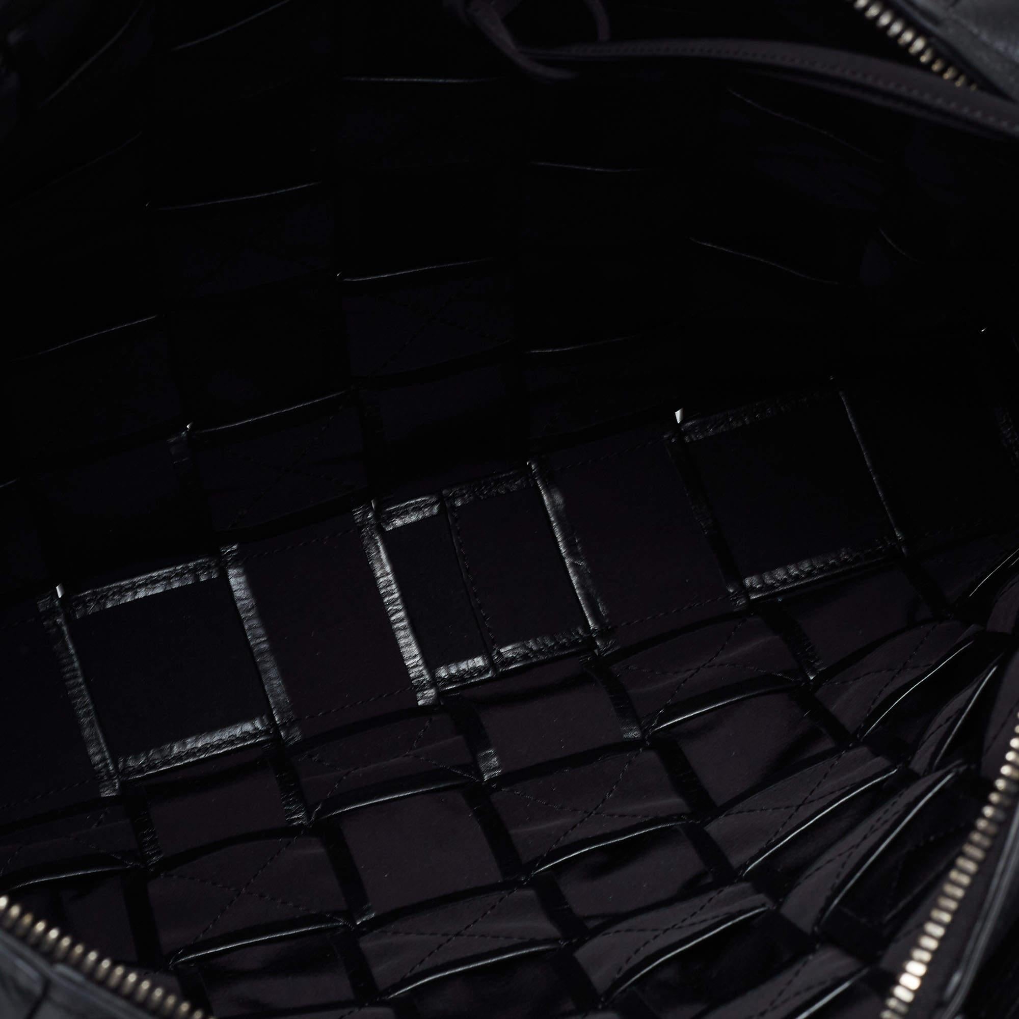 Women's Bottega Veneta Black Intrecciato Leather Cassette Briefcase Bag For Sale