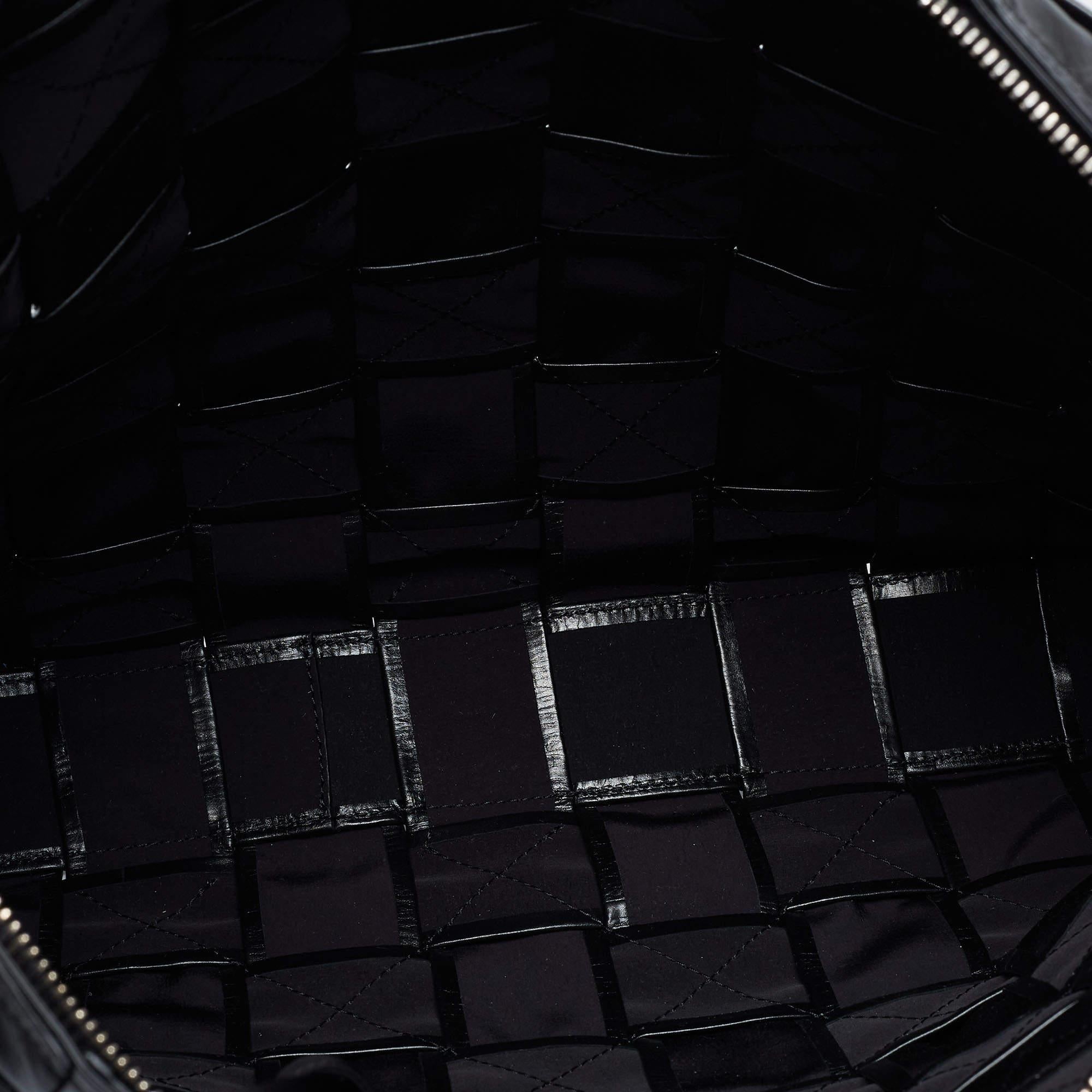 Bottega Veneta Black Intrecciato Leather Cassette Briefcase Bag For Sale 3