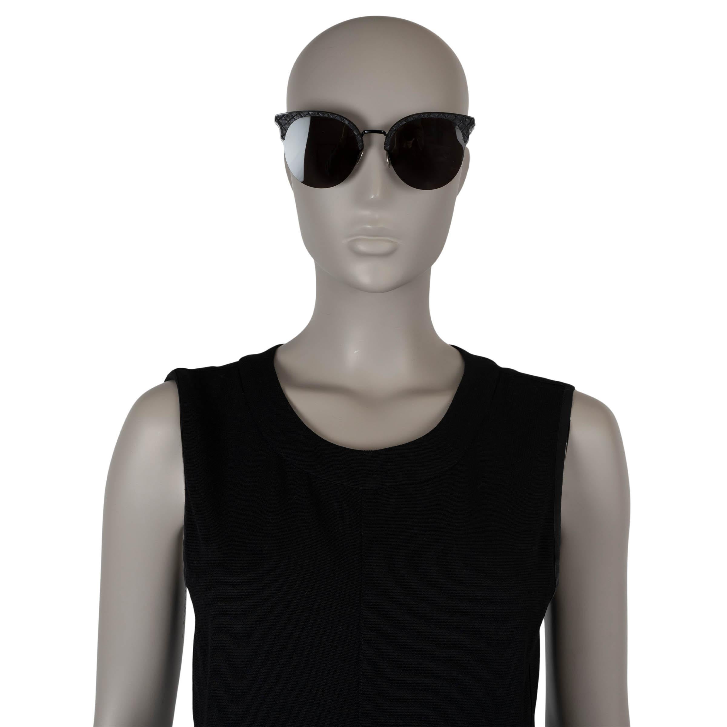 Women's BOTTEGA VENETA black Intrecciato leather Cat-Eye Sunglasses BV0188S For Sale