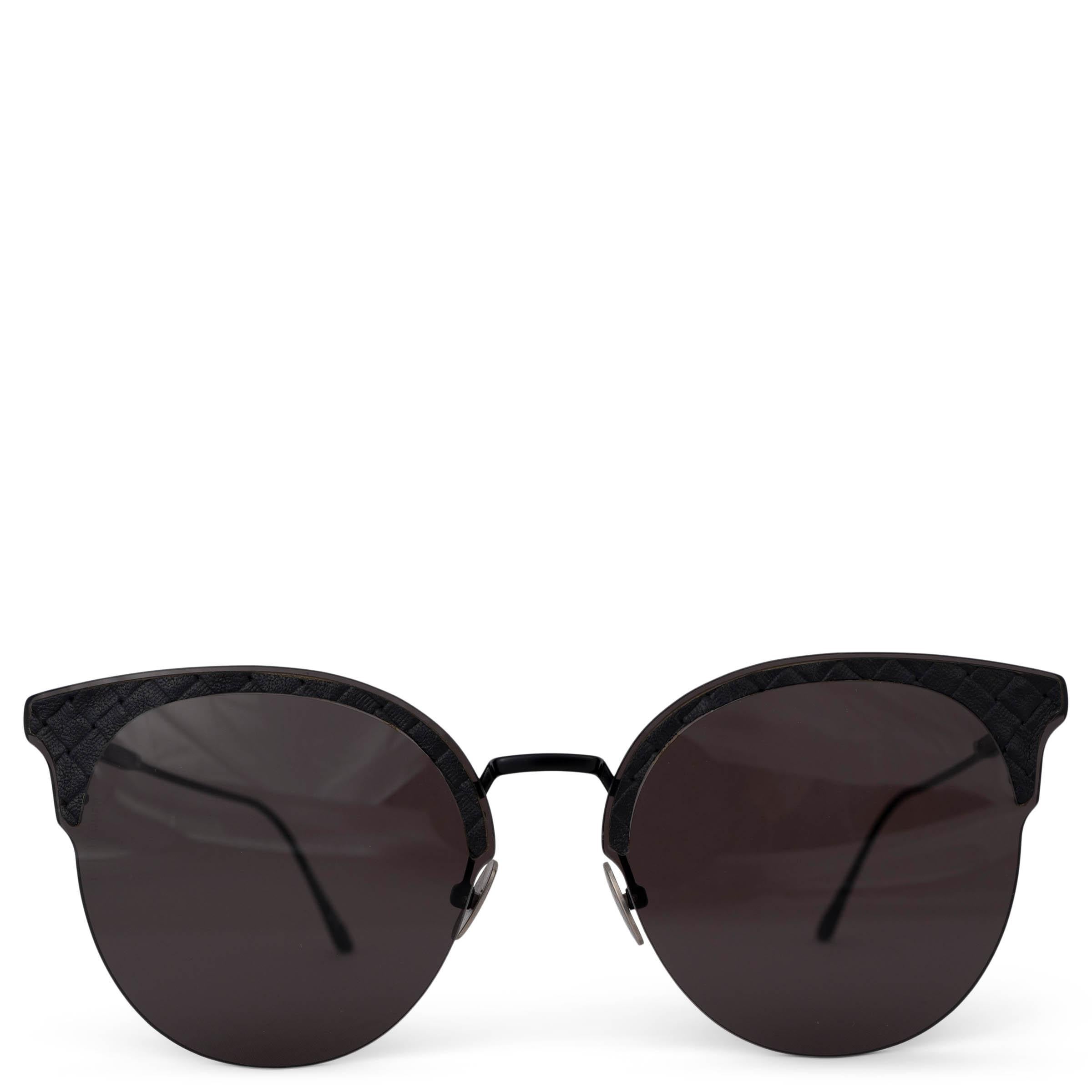 BOTTEGA VENETA black Intrecciato leather Cat-Eye Sunglasses BV0188S For Sale