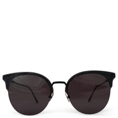 BOTTEGA VENETA Schwarze Intrecciato-Sonnenbrille aus Leder mit Katzenleder BV0188S
