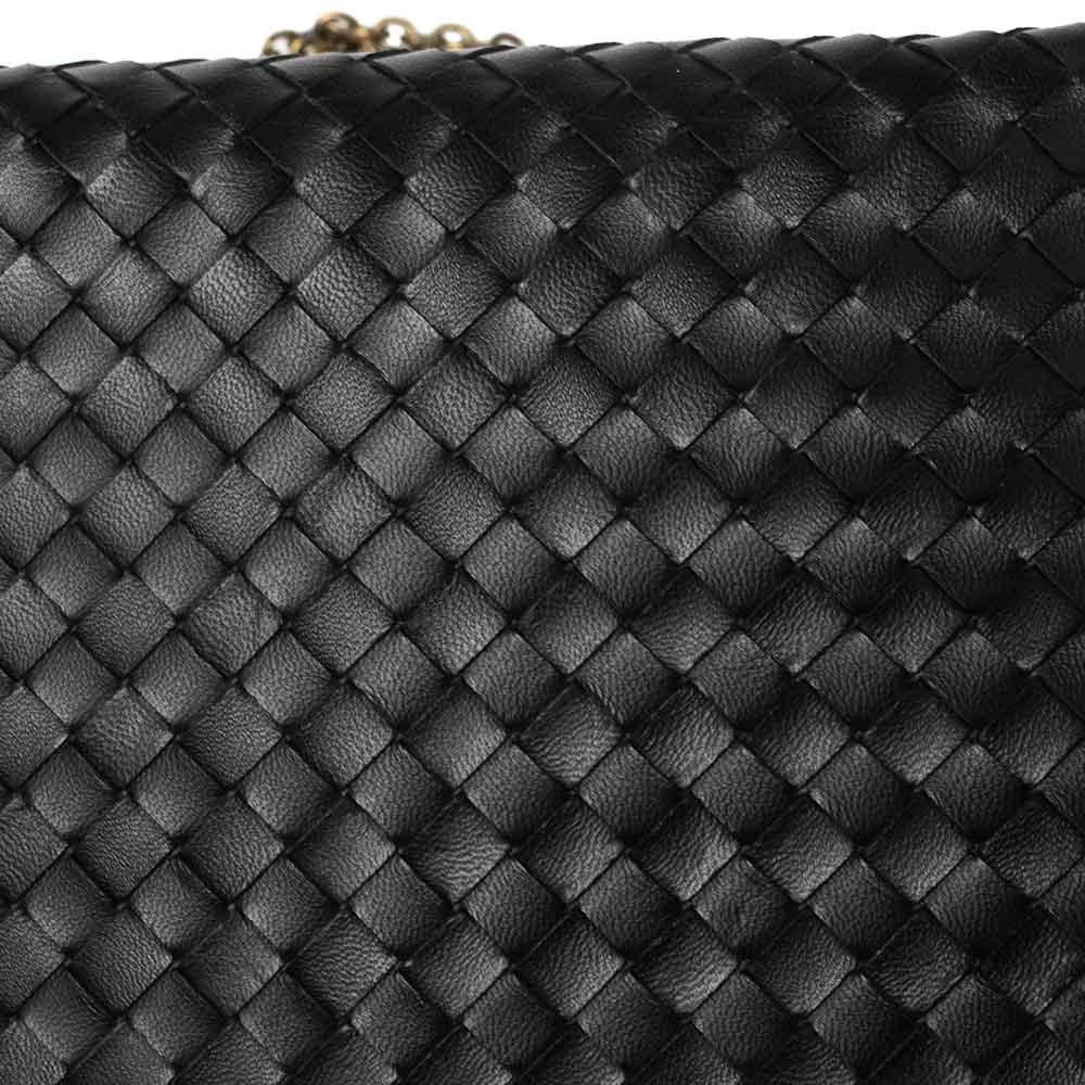 Bottega Veneta Black Intrecciato Leather Chain Crossbody Bag 5