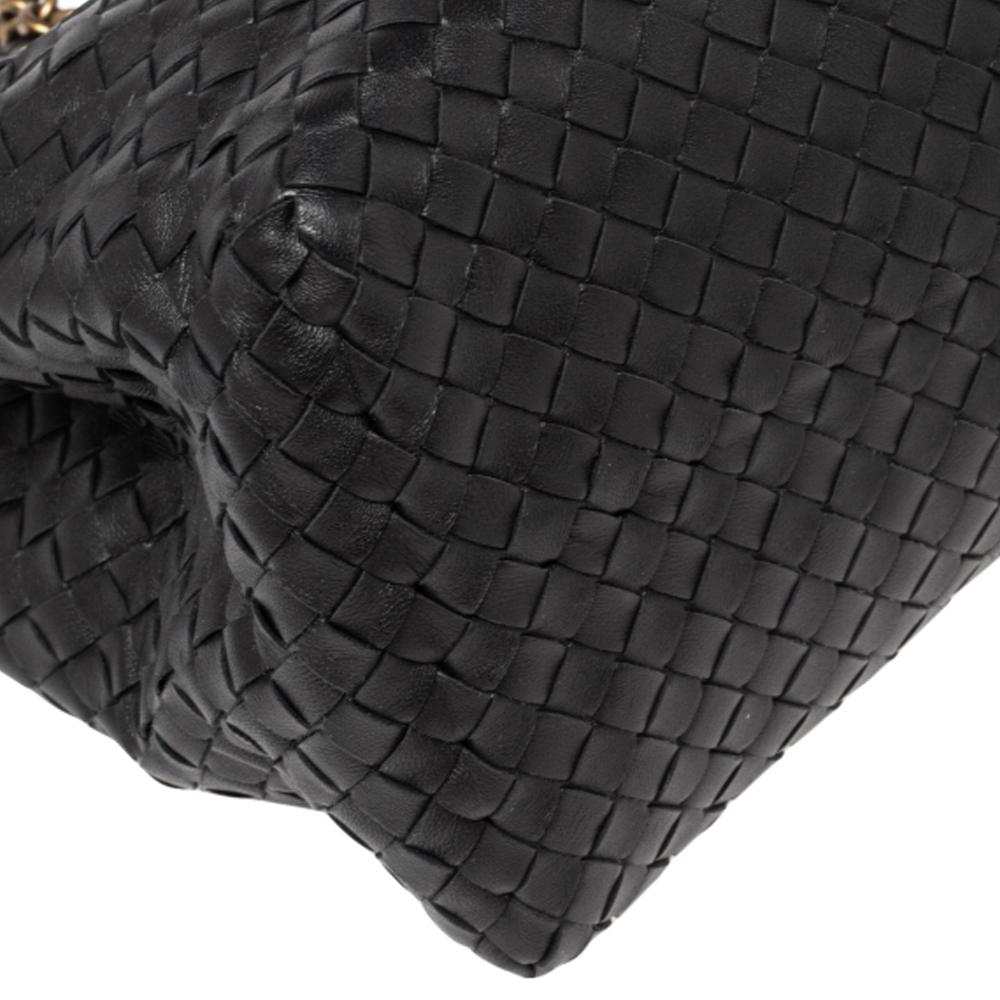 Bottega Veneta Black Intrecciato Leather Chain Tote 2