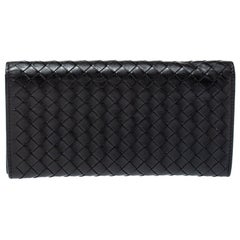 Bottega Veneta Black Intrecciato Leather Continental Wallet
