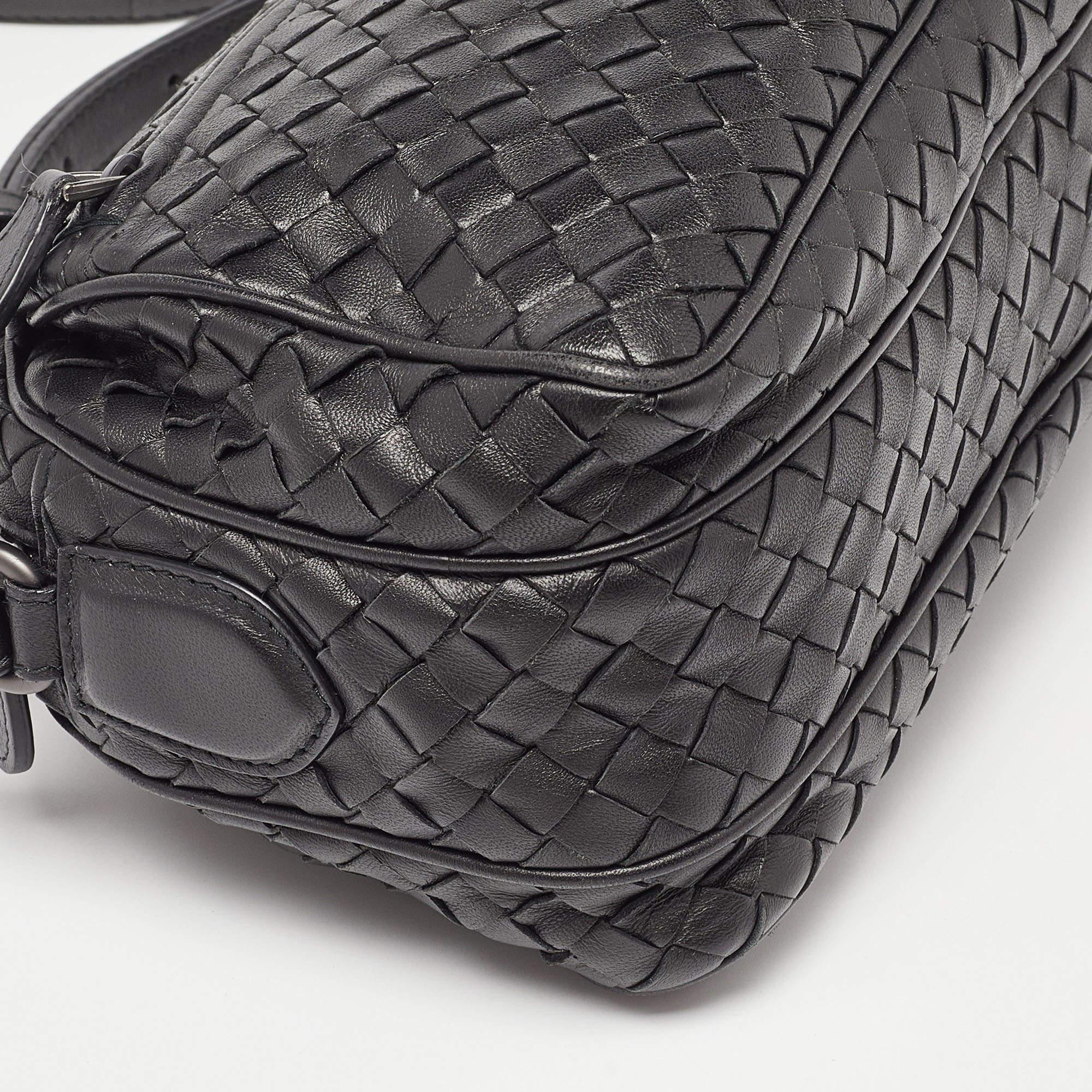 Bottega Veneta Black Intrecciato Leather Crossbody Bag 10