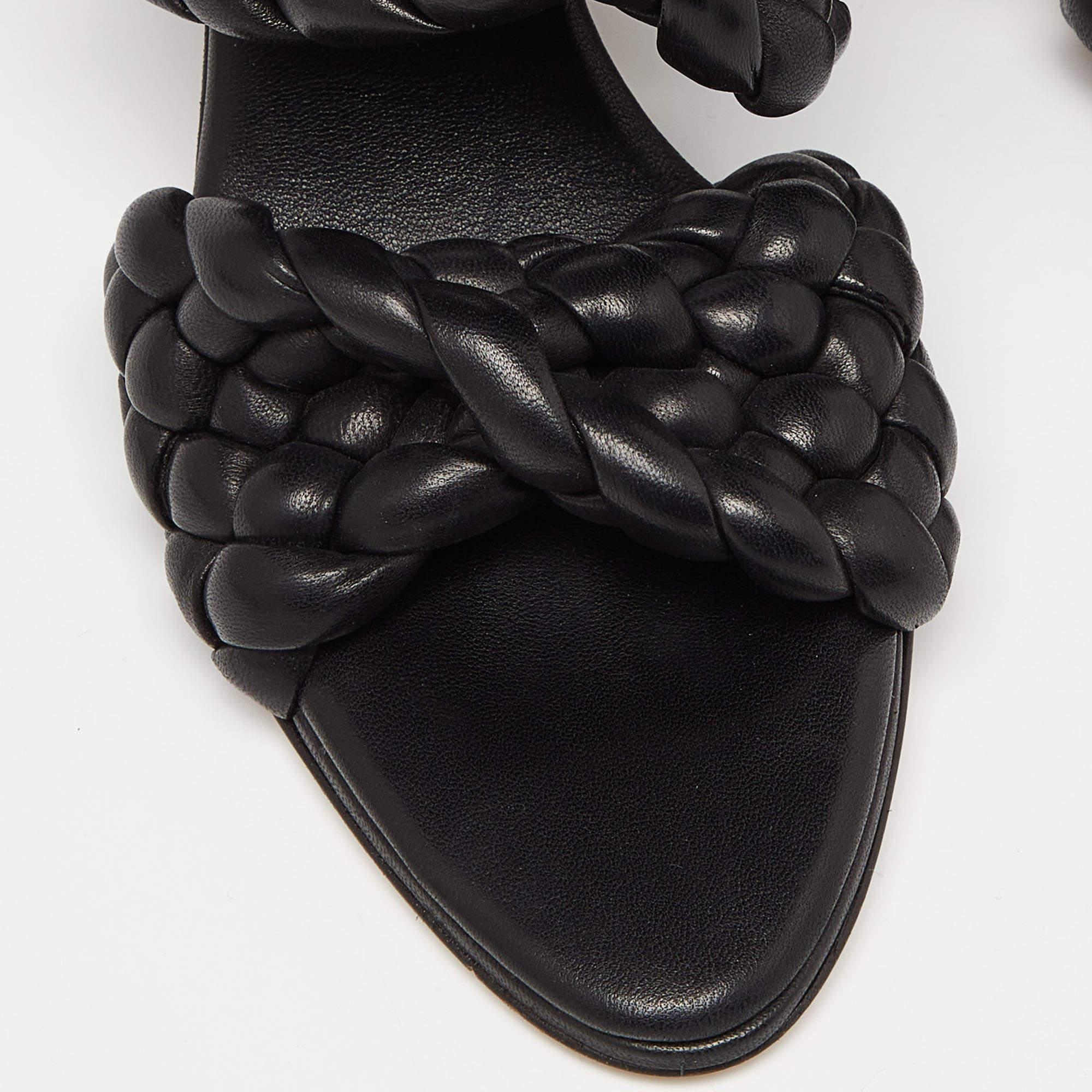 Bottega Veneta Black Intrecciato Leather Curve Slide Sandals Size 37 4