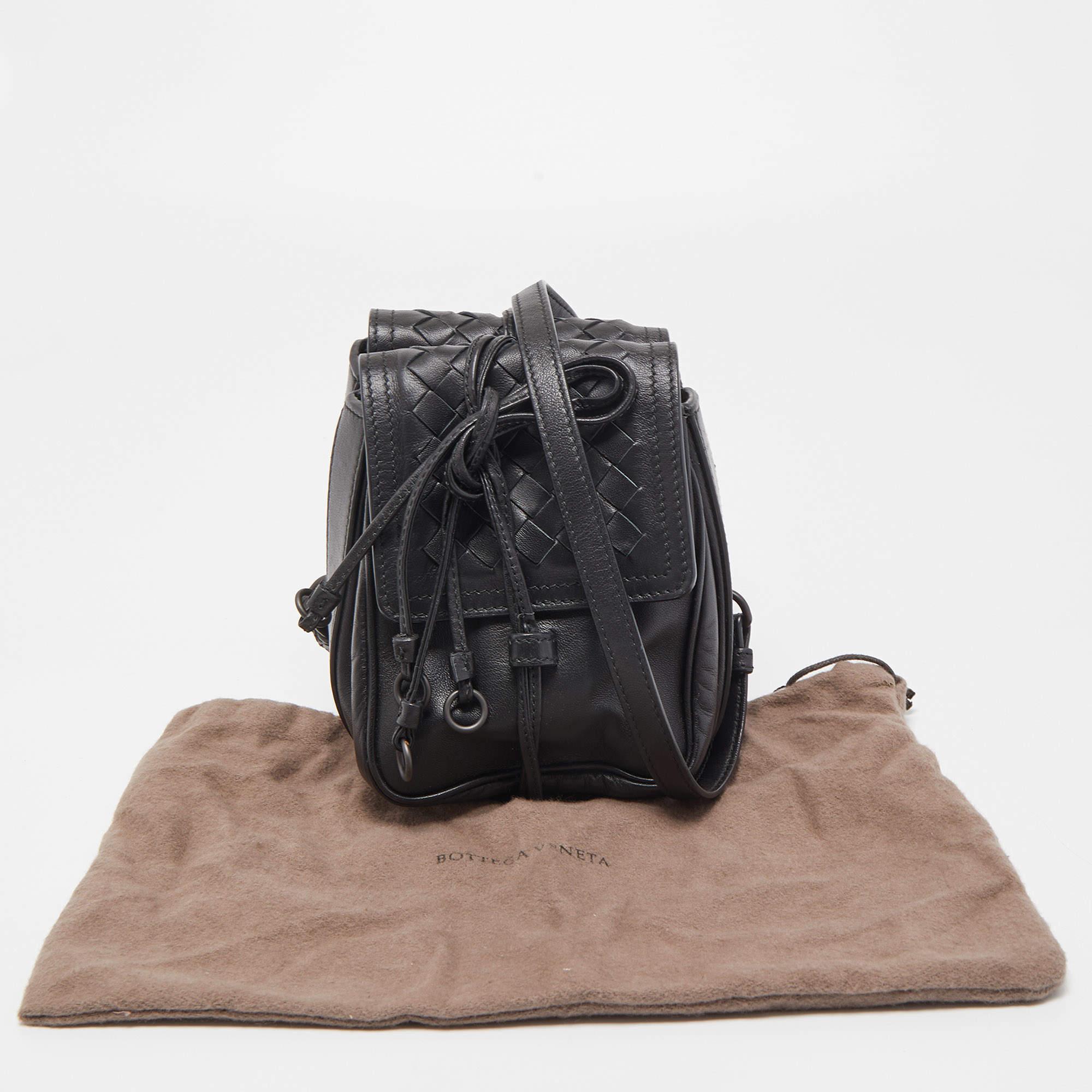 Bottega Veneta Black Intrecciato Leather Double Micro Crossbody Bag 8