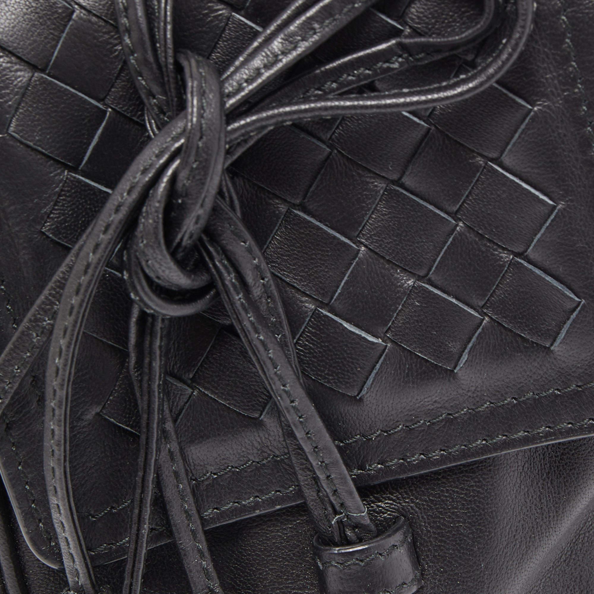Bottega Veneta Black Intrecciato Leather Double Micro Crossbody Bag 5