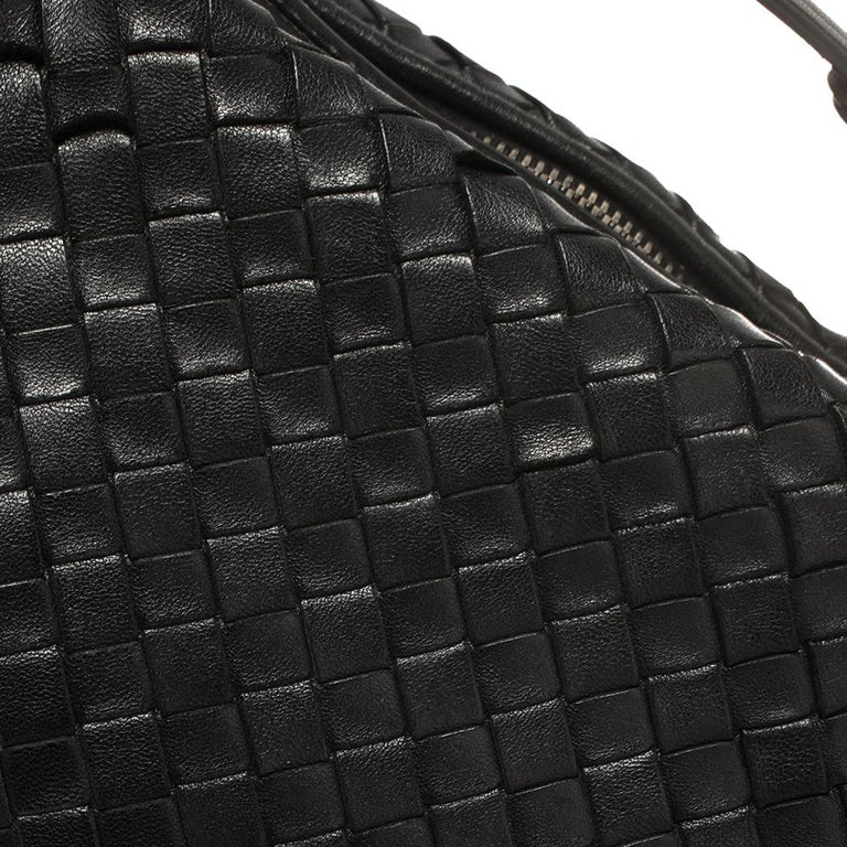 Bottega Veneta Black Intrecciato Leather Double Zip Nodini Crossbody Bag