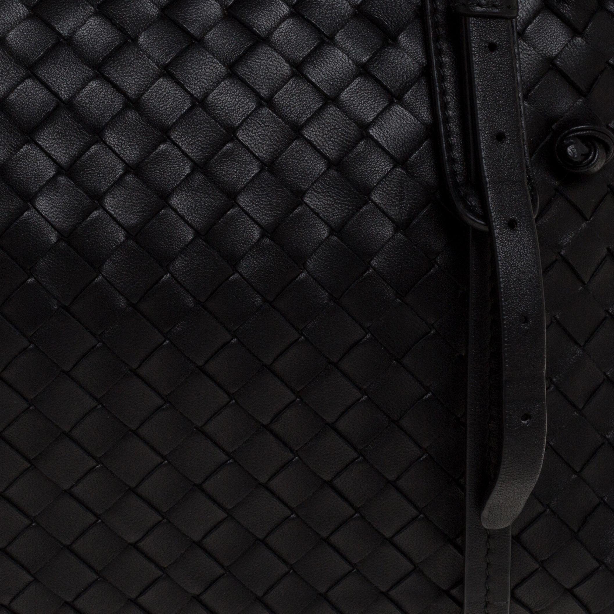 Bottega Veneta Black Intrecciato Leather Double Zip Nodini Crossbody Bag 2