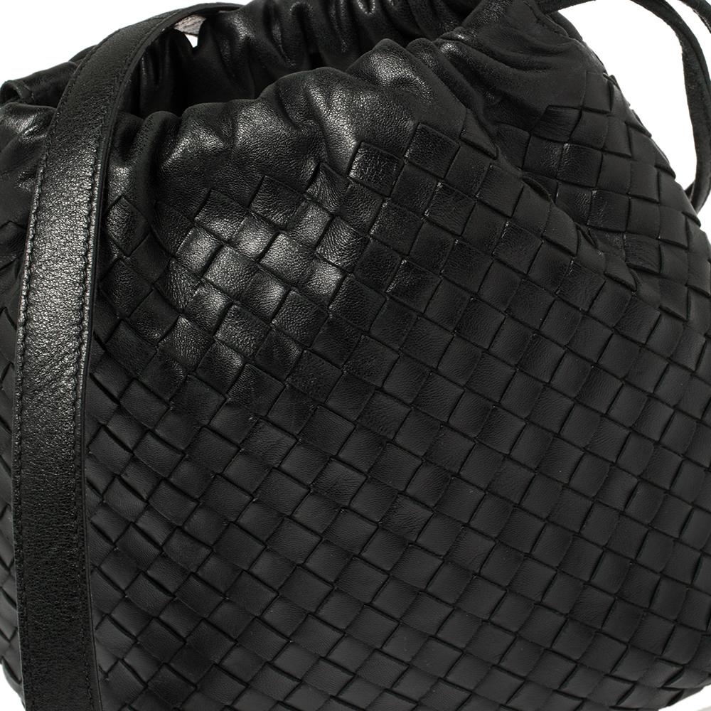 Bottega Veneta Black Intrecciato Leather Drawstring Shoulder Bag 5