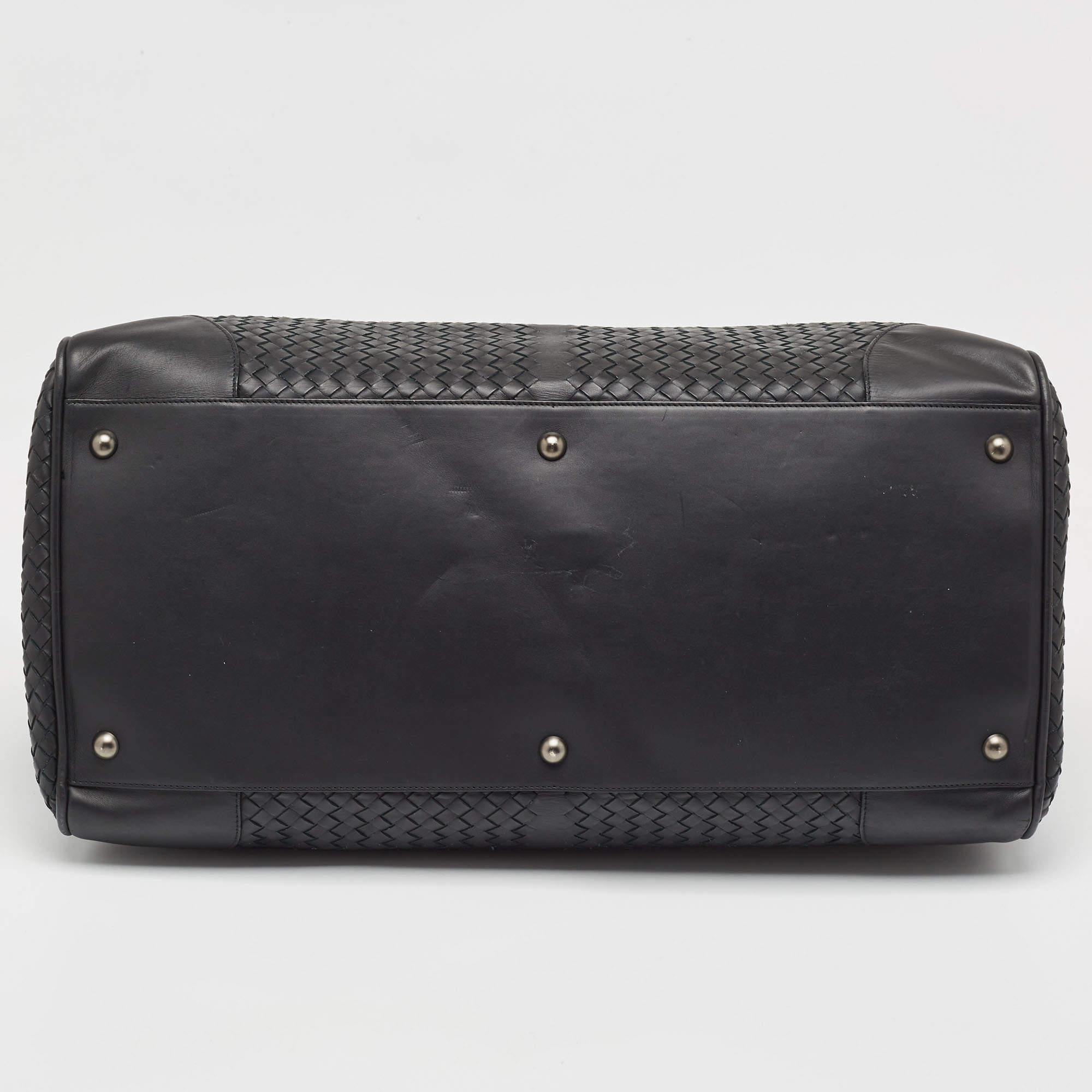 Bottega Veneta Black Intrecciato Leather Duffel Bag 6