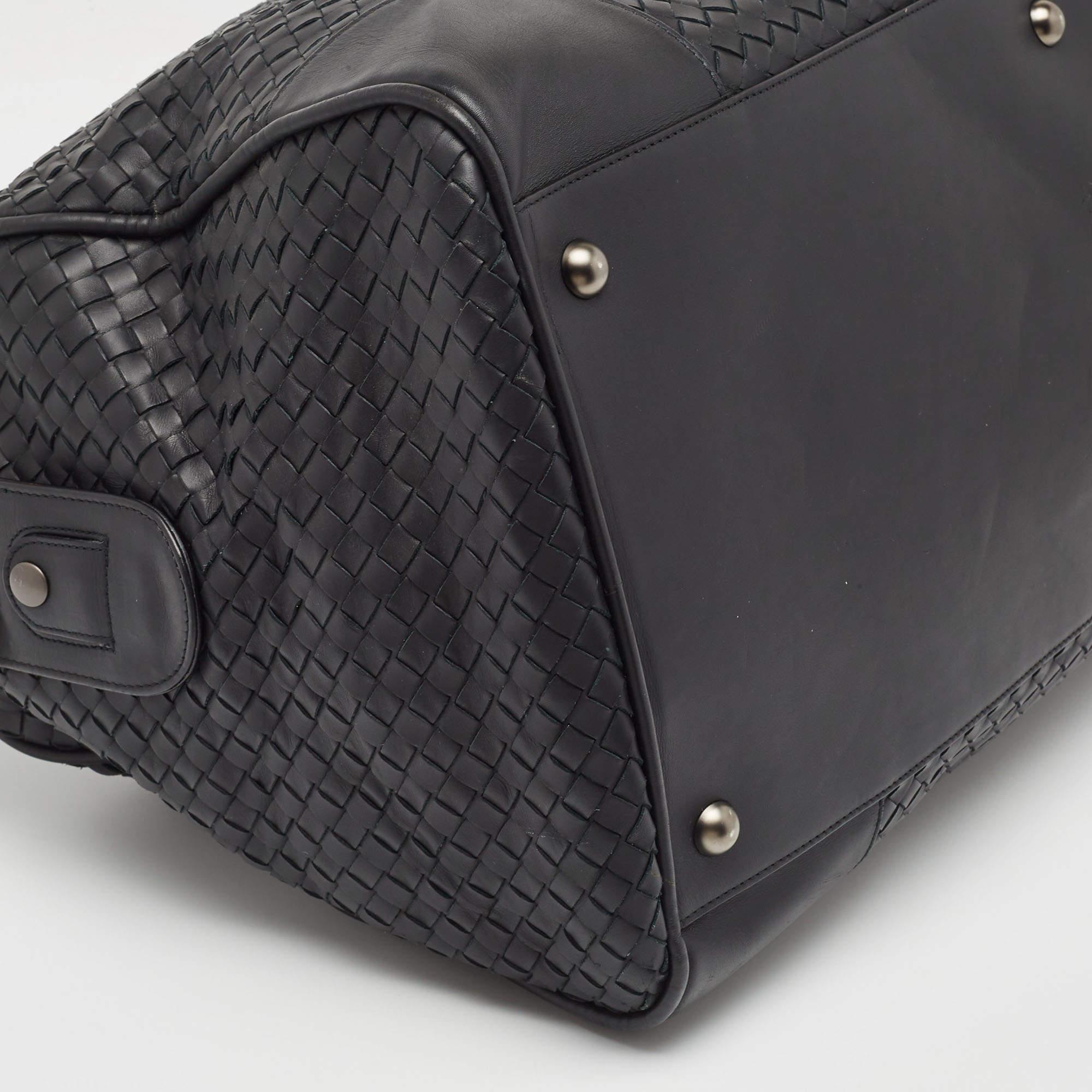 Bottega Veneta Black Intrecciato Leather Duffel Bag 7